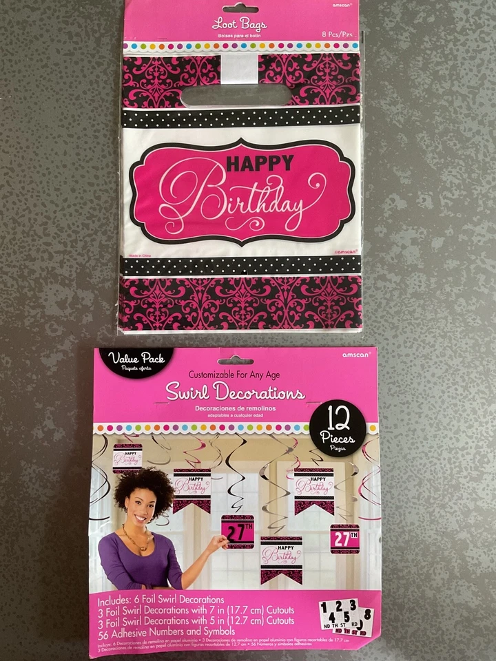 Princesa Reina Rosa y Negro Fiesta Suministros Kit Caja Cumpleaños Tiara Corona Signo Foto 4 de 4