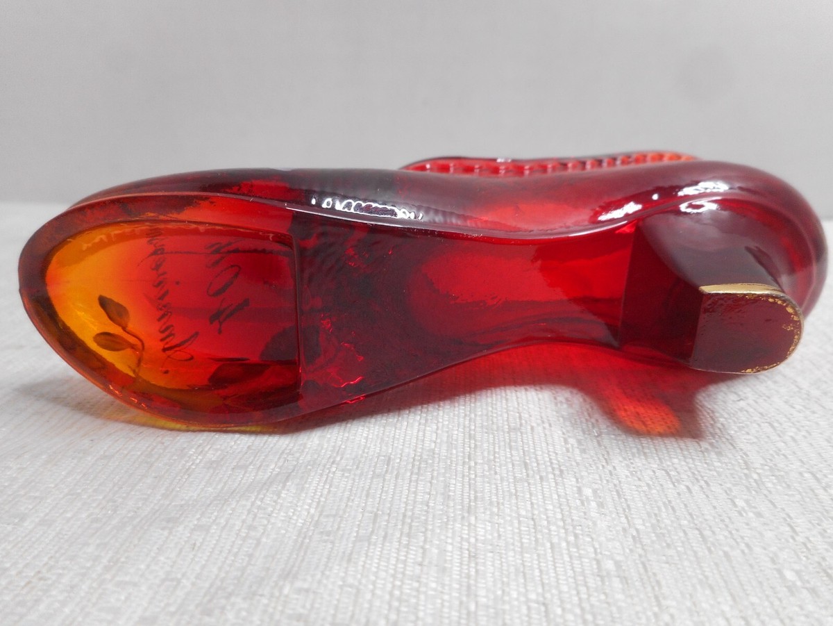 Fenton Glass Hand Painted S Miller 40th Anniversary Shoe
