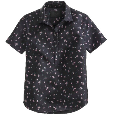 NWT J.Crew Collection Floral Boy Shirt in Navy Rose Floral Wool Silk Top 4 $425