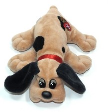 Vintage Pound Puppies Tonka Plush Small Puppy Stuffed Animal Brown Red Ribbon P9
