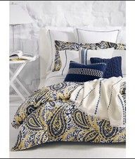 NIP Ralph Lauren Parrot Cay Yellow Blue King Duvet Cover Shams Set 3pc