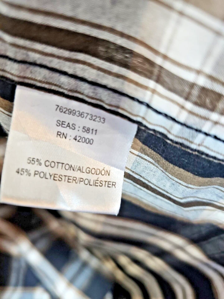 Camisa con botones Basic Editions para hombre talla M negra/marrón/marfil Foto 4 de 4