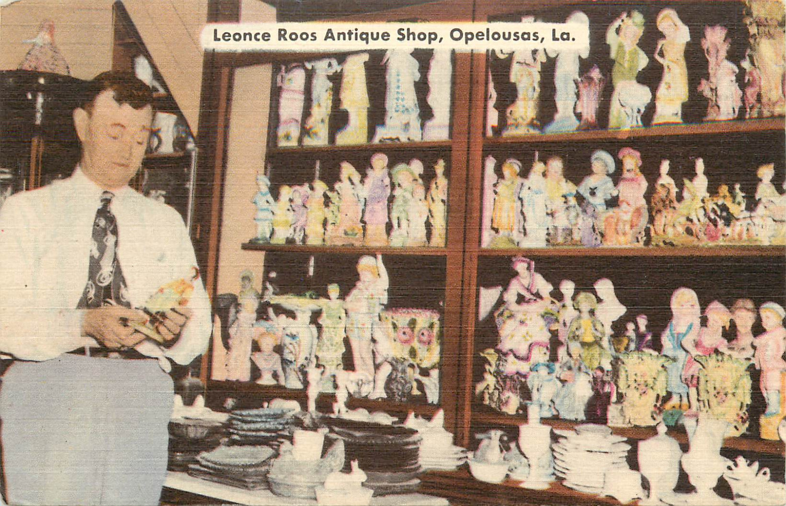 Postcard Leonce Roos Antique Shop Opelousas LA Yambilee City Landry