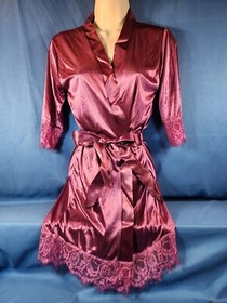 Satin Silk Women's Bridal Short Lace Up Kimono Robe Sleepwear Sexy Lady Wedding 