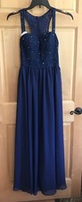 JJ  s House Navy Blue Sequin Rhinestone Wedding Prom Dress Sz 4 Flow Lined  NWT