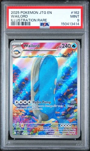 2025 POKEMON JTG EN-JOURNEY TOGETHER ILLUSTRATION RARE #162 WAILORD PSA 9