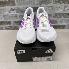 Adidas Runfalcon 5 Running JR3089 US 9, White With Purple Stripes