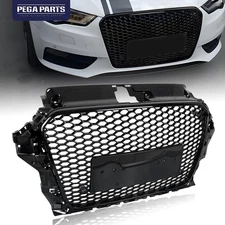 RS3 Style Front Bumper Grille Assembly Gloss Black For 2014-2016 Audi A3 S3 8V