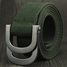 Men Women Canvas Belt Webbing D Ring Buckle Woven Military Army Waistband Combat