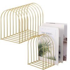 Gold Wire File Organizer 9 Slots Metal Folder Magazine Desktop Stand 2 Sets
