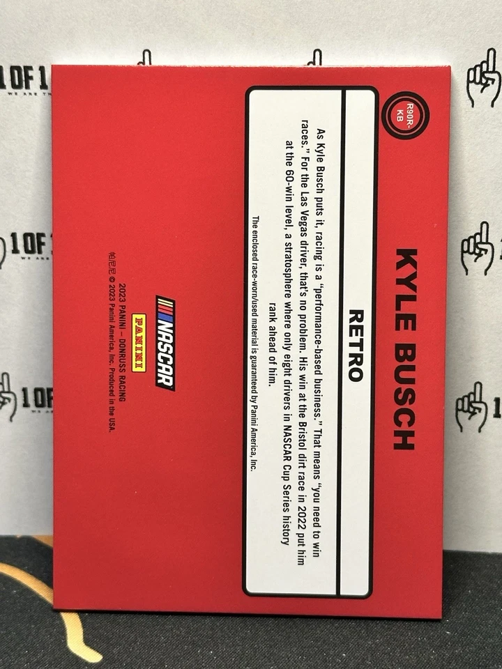 2023 Donruss Racing Kyle Busch 1990 Retro Relic Race Used Tire R9OR-KB Mint SP - Image 2 of 2
