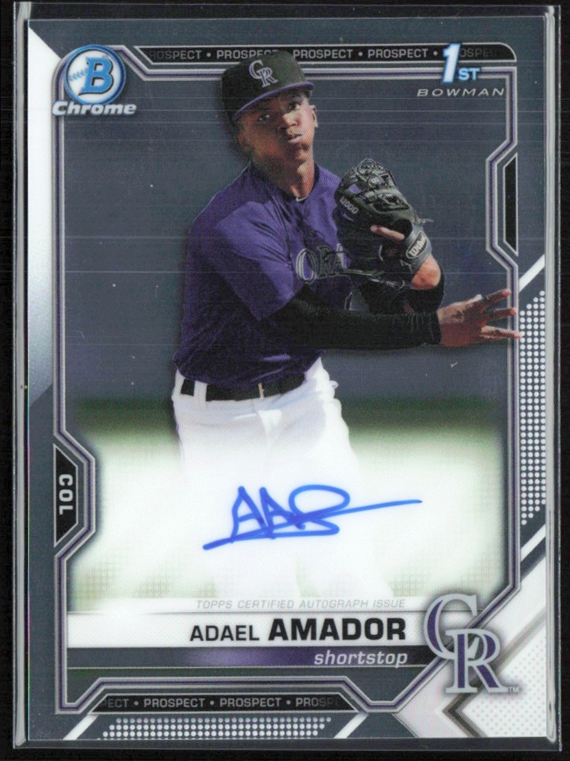 Adael Amador 2021 Bowman Chrome Auto #CPA-AAM Colorado Rockies