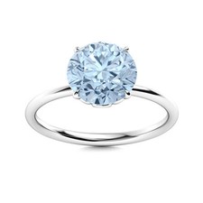 Solitaire 6MM Round Natural Aquamarine 925 Sterling Silver Promise Ring