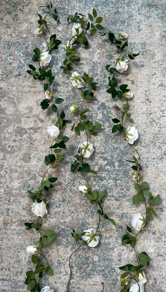 Guirnalda Rosa Blanca 3 Piezas 24 Pies Total Flor Artificial Decoración  Foto 2 de 4