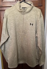 UNDER ARMOUR Mens Cold Gear Pullover Tracksuit Top XL Beige Flecked