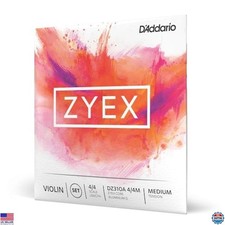 D'Addario Zyex Medium Tension Violin String Set - 4/4 Scale, Durable D String