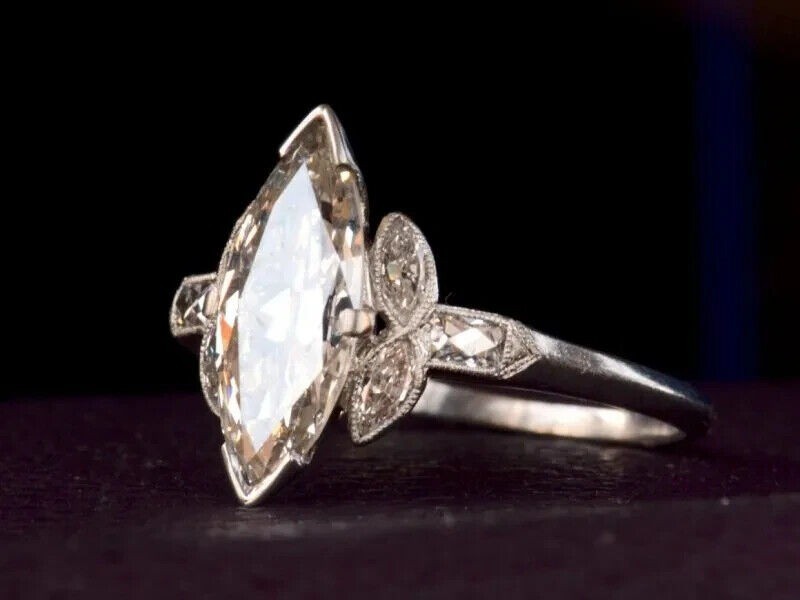 Art Deco 3.30 Ct White Diamond Antique Vintage Wedding Ring 925 Sterling Silver