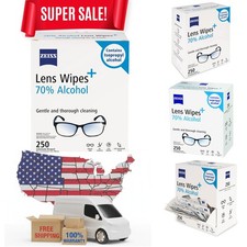 ZEISS Pre-Moistened Lens Cleaning Wipes with 70 Alcohol, 250 Count