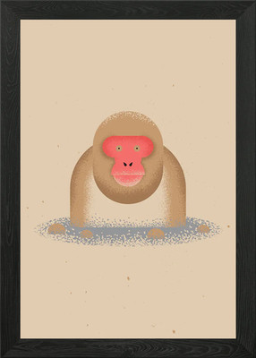 Schneeaffe gerahmtes Wandbild Poster Leinwanddruck Bild