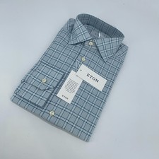 Eton Dress Shirt Mens M 15 1/2 - 39 Colorful Plaid Slim Fit Collared Button Up