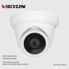 VIKYLIN 8MP 4K IR30M Turret Security IP Camera Outdoor IP67 MIC Motion Detection