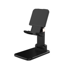 Adjustable Cell Phone Stand for Desk, Heavy Duty Black Phone Holder with Fold...