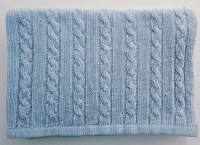 Little Me Blue Cable Knit Chenille Baby Blanket Knit Light Solid  40'' x  30''