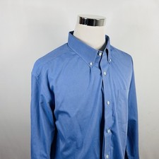 Eddie Bauer 3XL Wrinkle Free Relaxed Fit Shirt Blue 100 Cotton Button Down