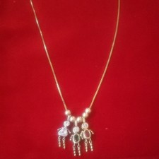 Sterling Silver 3 Pieces Birthstone Charms Pendants 2 boys 1 girl 30" neclace.