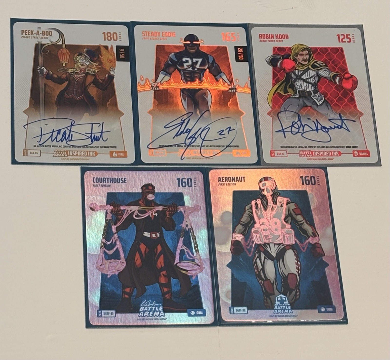 Bo Jackson Battle Arena 5 Card Lot Signature Gum Peek A Boo BFA-85,94 BGBF-38,39