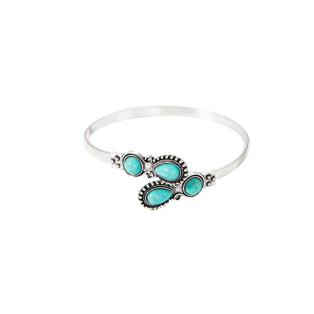 Bracelet Large Turquoises Sur élastique - Bijou Vintage Unique, Parfait état