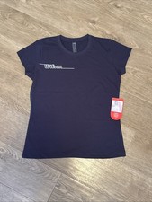 Image of Wilson Women’s T-Shirt Medium Navy Blue Team II Tech Short Sleeve New With Tags