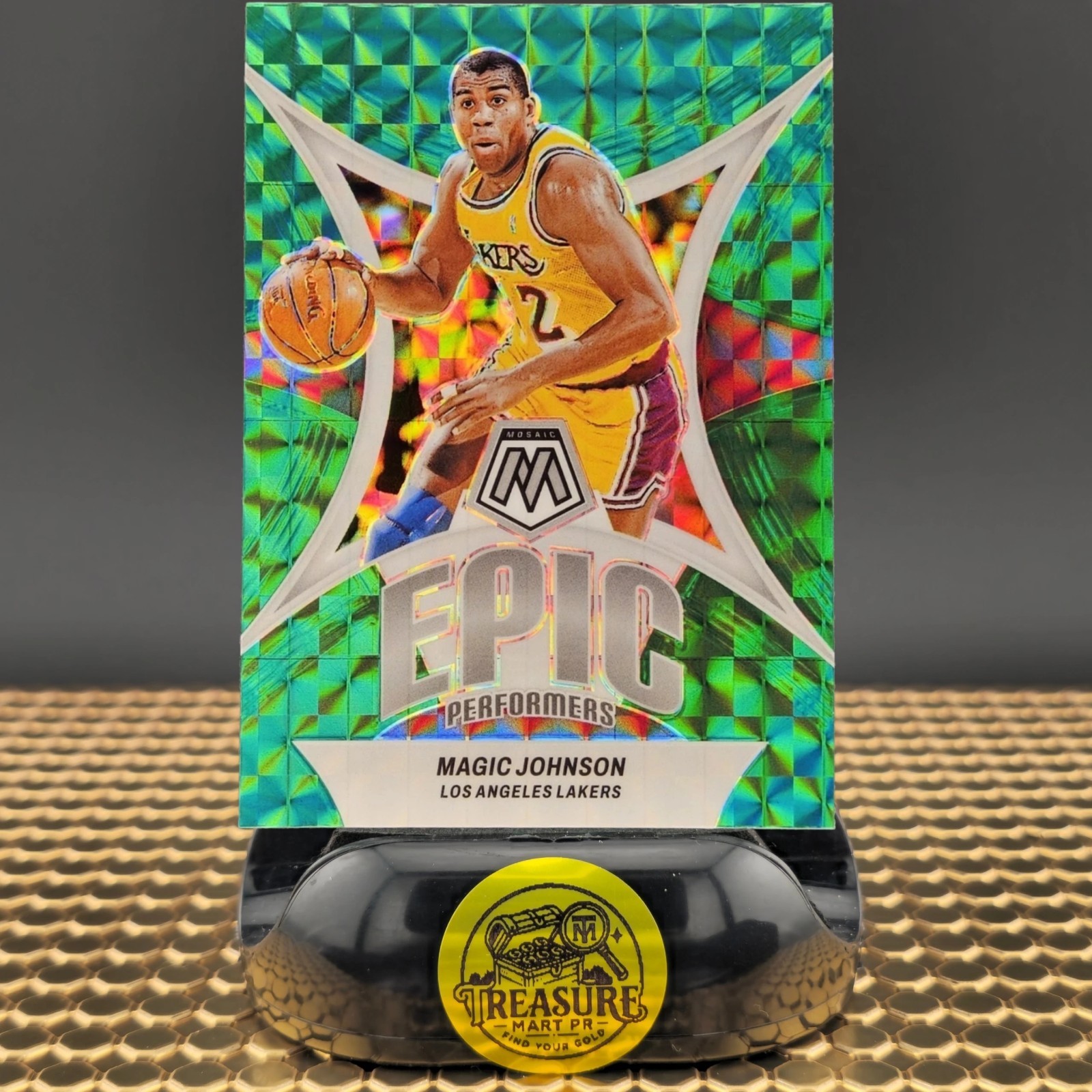 2023-24 Panini Mosaic MAGIC JOHNSON Epic Performers Green Prizm Lakers Parallel 
