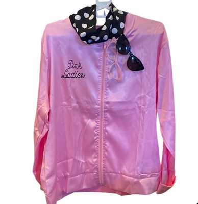 Pink Ladies size 24  PTP  lightweight costume Satin jacket Grease W/accessories