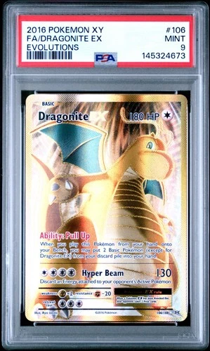 2016 POKEMON XY EVOLUTIONS #106 FULL ART/DRAGONITE EX PSA 9