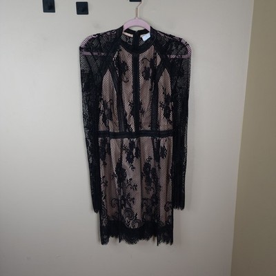 Ryse The Label Lace Overlay Bodycon Dress in Black Size L