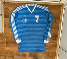 ADIDAS 1980's Football Shirt Soccer Jersey West Germany Striped Blue Size L