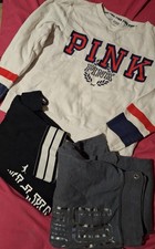 3 Piece Used Victoria's Secret PINK Crewneck and Leggings Set Size Small
