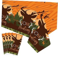 4 Pack Hunting Themed Tablecloth, Hunting Birthday Party Supplies - Table 8 Pcs