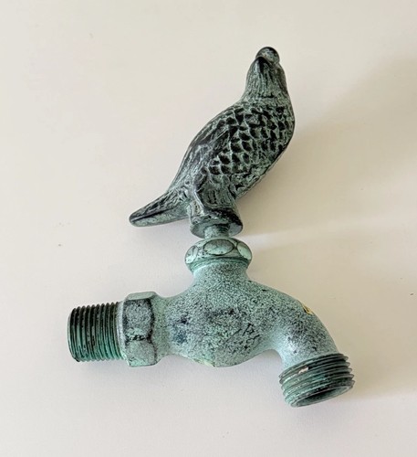 Quail Bird Handle Outdoor Water Spigot Bronze W/Green Patina