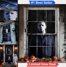 Halloween Window Cover Scary Door Decoration Horror Home Party Polyester Hooks