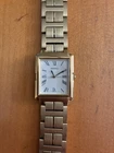 Seiko Tank Watch Men 26mm White Dial Gold Tone Rectangle 7N01-5C90 New Battery