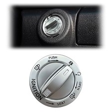 Rotary Push Start Button Cover, Metal Car Engine Start Stop Button Anti Silver