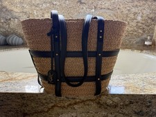 Saint Laurent Panier Raffia Cage Tote Natural...