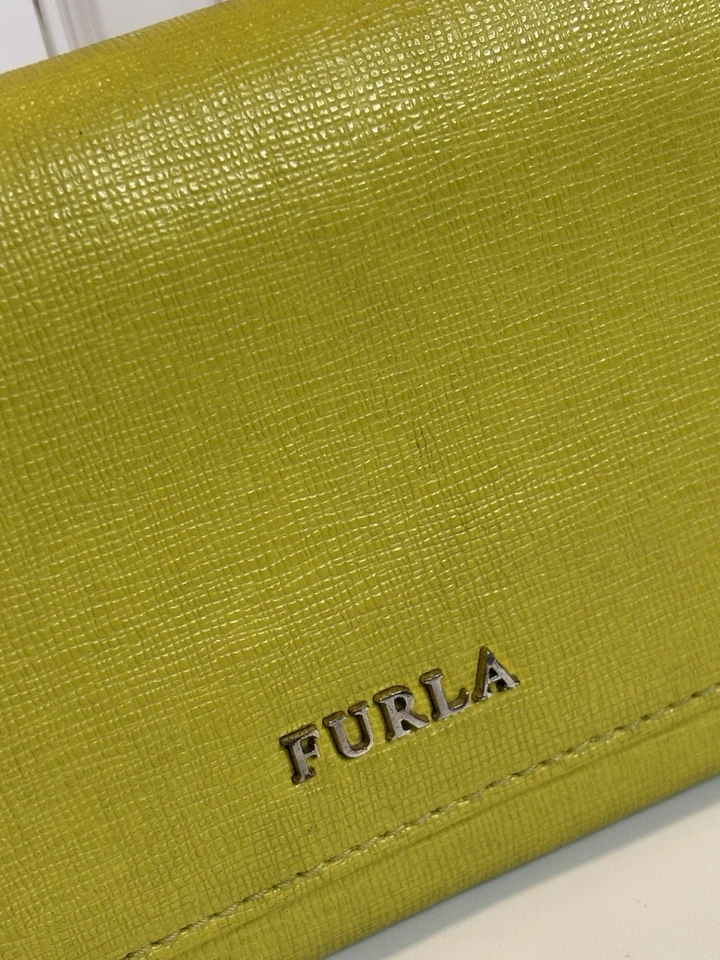 Cartera Continental FURLA Amarillo-Verde Cuero Doble Plegable Babylon AUTÉNTICA con Certificado de Autenticidad Foto 2 de 4
