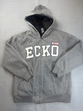 ECKO UNLTD. Jacket Gray Youth Zip Up Hoodie Sweatshirt Size Large Y2K Sherpa