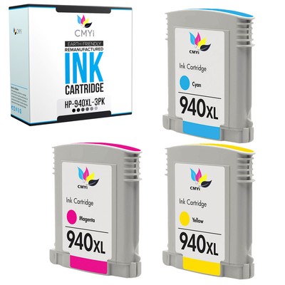 CMYi 3-Pack 940XL Color Ink Cartridges for HP OfficeJet Pro 8500A - A909g A910a
