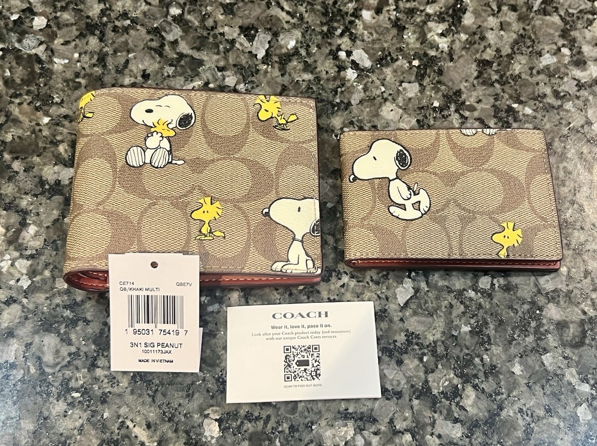 NWT Coach X Peanuts 3-In-1 Wallet Signature Canvas Snoopy