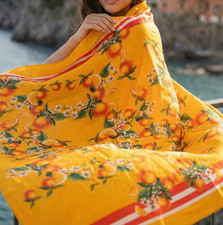 ANTICA SARTORIA 2026 ORANGE LEMONS & ORANGES SARONG/COTTON SCARF NWT