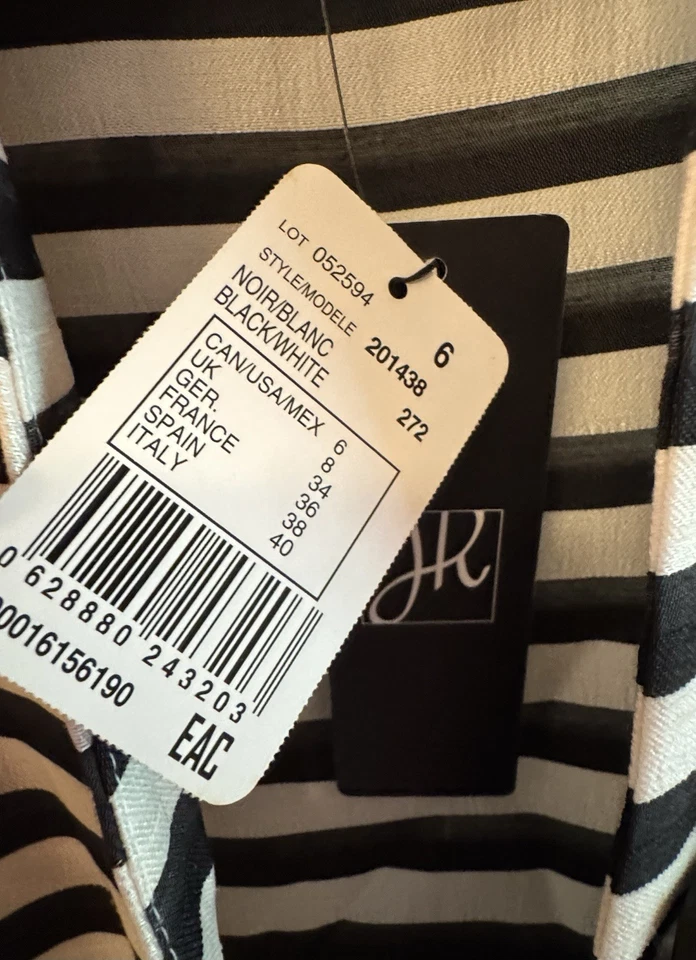 Joseph Ribkoff 8 Black And White Stripe Jacket NWT MSRP $272 - Image 2 of 4